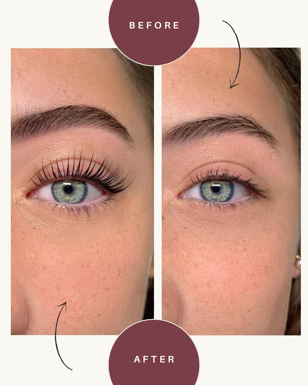 Gelifte en gekrulde natuurlijke wimpers na een Korean Lash Lift bij Studio Rosa