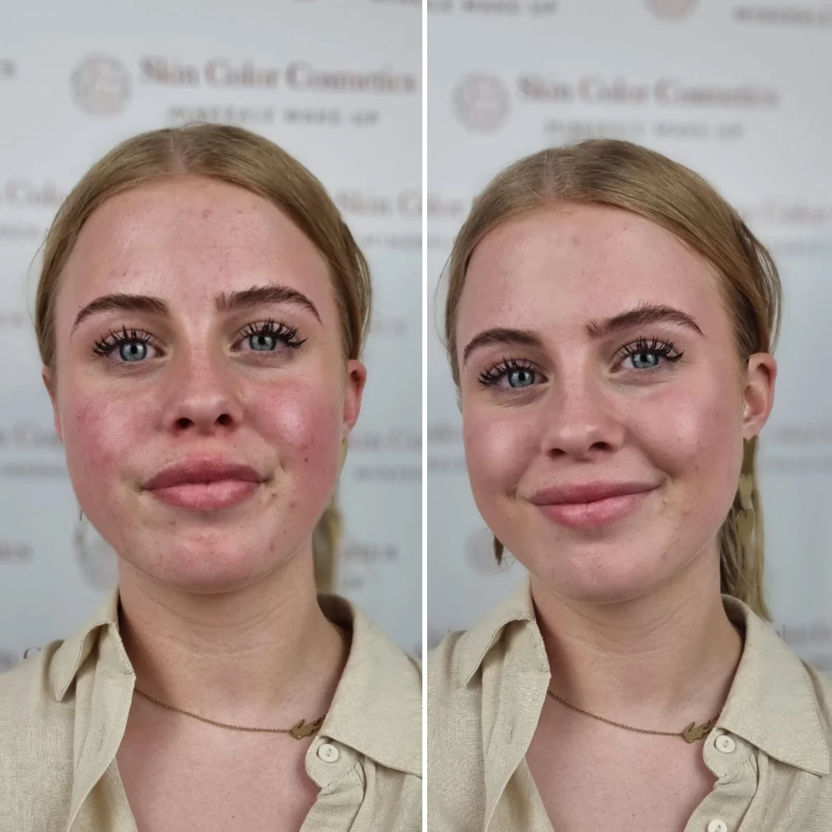 Voor en na natuurlijk make-upadvies bij Studio Rosa Hoevelaken